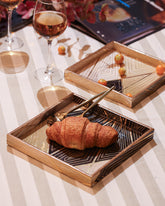 Alamkari India MDF Wood Artisan Square Serving Tray Set